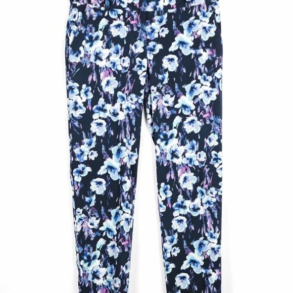Ann Taylor  Navy Desert Sky Floral Blue Chic Moody Pants sz 2 - Picture 9 of 13